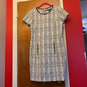 Black and white stretch dress.